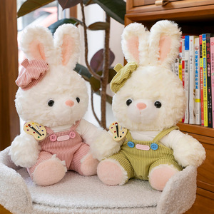 Poupée ours en peluche et <span class=keywords><strong>lapin</strong></span> <span class=keywords><strong>peintre</strong></span> de huit pouces sangle arrière amovible PP coton rempli cadeau d'anniversaire pour enfants avec pince - Product Image 2