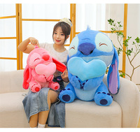Nouvelle peluche Stitch en forme de cœur avec fleurs, coussin poupée Stitch