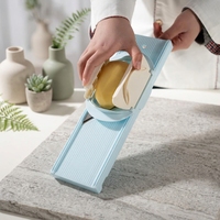 Middelgrote Julienne-snijder 2-in-1 Handmatige Professionele Groentenmandoline Snijder met Handbeschermer, Verstelbare Dikte, Vaatwasserbestendig