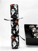 Boîte cadeau de crackers de Noël fantômes, citrouilles et chauves-souris sur base noire, 6 bonbons mignons à double usage pour Halloween et Noël