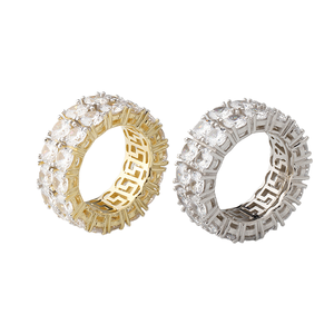 Anillo de Dedo Personalizado de Plata de Ley 925 con Doble Hilera de Diamantes Moissanite VVS de 2MM, Alta Calidad, Estilo Hip Hop, Pasa el Test de Diamantes - Product Image 2
