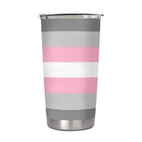 Gobelet isotherme personnalisé en acier inoxydable 20 oz, thème arc-en-ciel gay Demigirl, pour les voyages en voiture, le camping à la plage, les pauses thé au bureau