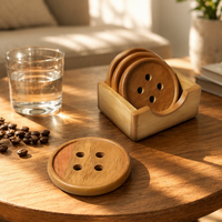 Sous-verres en bois faits à la main, résistants à la chaleur, de forme irrégulière, avec support, écologiques, pour la maison et la cuisine