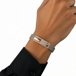 Pulsera Elástica con Cuentas en Tono Oro Rosa, Cristales de Imitación y Diseño Geométrico, Joyería para la Muñeca, Regalo de Boda 0 - Product Image 1