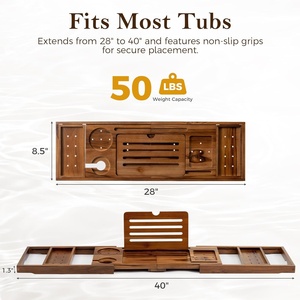 Plateau de bain Fun Memories - Plateau de bain rectangulaire multifonctionnel réglable et antidérapant avec porte-verre à <span class=keywords><strong>vin</strong></span>, support pour téléphone et support pour livre - Product Image 4