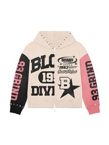 Hoodie BLC BRAND Pink Zip-Up Oversized Crop Streetwear Print Unisex Sweatshirt 1993 Grind Design Pria - Product Image 3
