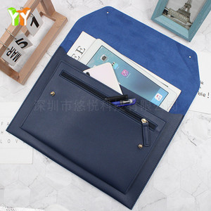 Venta al por mayor de cremallera de cuero PU carpeta de archivos bolsa portátil caso organizador de documentos caso con 3 bolsillos para uso escolar - Product Image 1