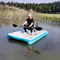 Plateforme gonflable pliable, radeau remorquable, tapis Drop Stitch, bateau de pêche à la traîne, compatible avec les moteurs hors-bord et les tentes d'abri