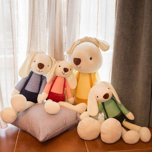 Jouet en peluche lapin aux longues oreilles mignon en salopette rayée Lapin en peluche doux pour cadeau de Pâques et de fête - Product Image 5