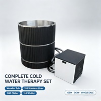 Baignoire de trempage à froid en baril de bois, en acier inoxydable 316, avec refroidisseur 1HP pour la récupération des athlètes, spa extérieur à domicile
