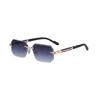 Nouvelles Lunettes de Soleil Sans Monture à Bords Taillés Diamant UV400 pour Hommes, Style Européen et Américain, Protection Solaire Extérieure, Idéales pour la Conduite