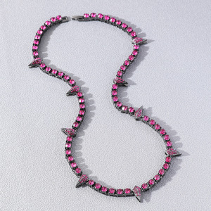 Collar de Cadena Geométrica Morada con Diseño Personalizado Único, Estilo Hiphop, de Aleación, para Hombre, Joyería de Moda, Gran Venta 2026 - Product Image 2