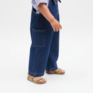 Salopette en jean bleu foncé personnalisée pour tout-petits garçons, bretelles réglables, salopette longue <span class=keywords><strong>avec</strong></span> poches latérales pour enfants garçons - Product Image 5