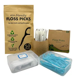 Personnalisé Pas Cher Écologique Amidon De Maïs 100% Compostable PLA Fil Dentaire Cure-Dents Flosspick