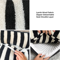 Canapé-lit rayé pour animaux de compagnie en gros d'usine pour chats et chiens-Coussin en fausse laine d'agneau double couche avec housse amovible, cadre durable