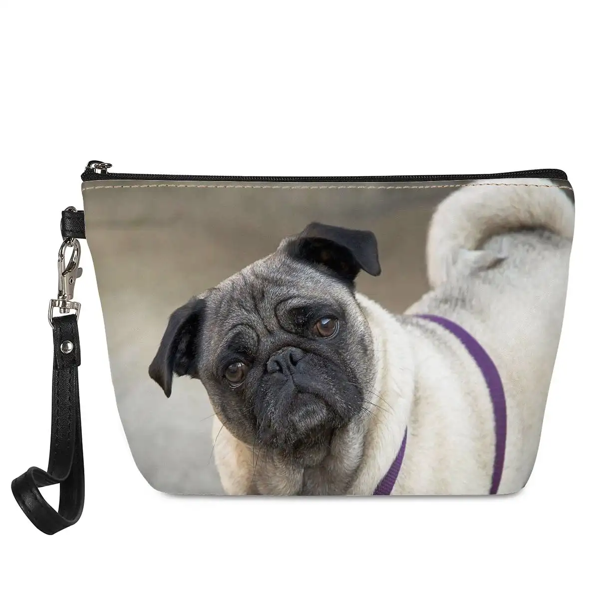 Профессиональная сумка для кистей для макияжа с собакой Мопсом, изысканные женские сумки с принтом, косметичка с логотипом