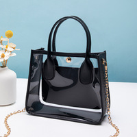 Sac pour femme - Nouveau style en PVC transparent avec chaîne en cuir, sac bandoulière et sac à main, petit sac décontracté