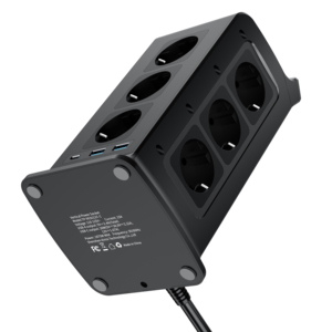 Ổ cắm mở rộng tiêu chuẩn EU di động 2 mét cáp 12 ổ cắm điện 2 <span class=keywords><strong>USB</strong></span>-A 1 <span class=keywords><strong>USB</strong></span>-C 20W sạc nhanh đa ổ cắm - Product Image 5