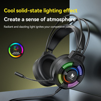 Headset Gaming H140-Over-Ear Headphone Bass Stereo Berkabel Mikrofon IPX7 Tahan Air Lampu Suasana Multiwarna untuk Olahraga DJ