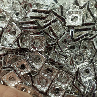 Perles entretoises carrées en métal cristal de 10 mm à grand trou, multicolores, pour la fabrication artisanale de bijoux DIY, accessoires pour anneaux et colliers de perles