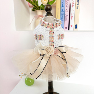 Mascota perro princesa vestido de novia tutú roseta y arco vestidos gato cachorro falda Primavera/Verano ropa - Product Image 4