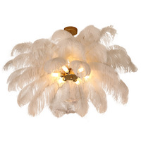 JYLIGHTING Suspension en plumes d'autruche créative nordique de luxe, luminaire moderne simple pour salon, chambre romantique, lustre