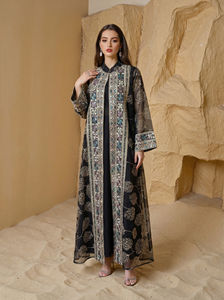 Nuova Abaya Modesta per Donne Mediorientali, Primavera-Estate, con Ricami a Foglia e Nappine, Traspirante, Lunghezza alla Caviglia, Senza Maniche, Ideale per l'Eid - Product Image 5