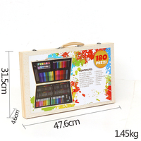 Kit de cire pour enfant, 180 pièces, Crayon de couleur, aquarelle, boîte en bois, papeterie, ensemble artistique pour enfants, directement d'usine