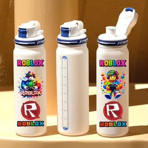 แก้วน้ำลายกราฟฟิตี้หุ่นยนต์ Robloxs Game Matte Scale ขนาด 1000 มล. ขวดน้ำ DynaBlocks สีขาว แก้วพลาสติก ลายอนิเมะ ของขวัญวันเกิด - Product Image 4