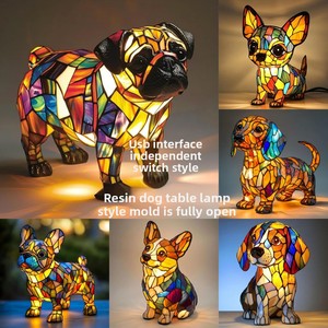 Nouvelles décorations en résine pour chiens en gestation, veilleuse LED, statue animale artistique, décoration créative pour la maison et le bureau - Product Image 4
