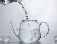 Théière en verre borosilicate de haute qualité au design moderne, grande capacité, 32 oz (1000 ml), avec infuseur à feuilles de thé, ensemble de thé avec infuseur