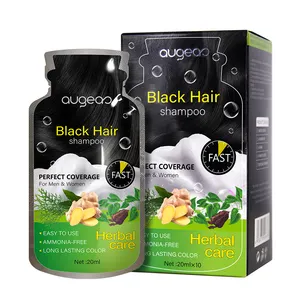 Listo Para Enviar Personalización Herbal Natural Orgánico Coloración rápida Sin amoníaco Color permanente Tinte para el cabello negro Champú de color