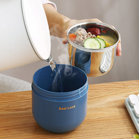 Lonchera de Plástico para Niños con Termo Hermético, Tapa para Recipiente de Alimentos, Cuchara y Botella de Vacío para la Escuela y Uso en el Escritorio