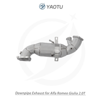 YT pipa Downpipe baja tahan karat aplikasi mesin dengan katalis untuk Alfa Giulia 2.0T