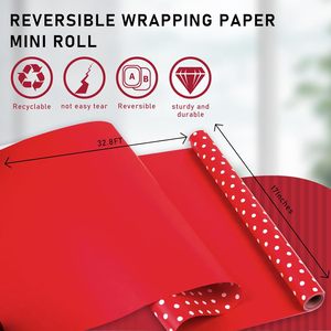 Polka Dots Reversible <b>Wrapping</b> <b>Paper</b> Roll 17 Inch X 33 Feet Red White Christmas Holiday Gift Craft Packaging - Product Image 6