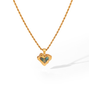 Collar de Lujo con Forma de Corazón de Concha Blanca de Abulón, con Micro Pavé de Circonita Cúbica, Amuleto Antideslustre, Joyería de Acero Inoxidable - Product Image 6
