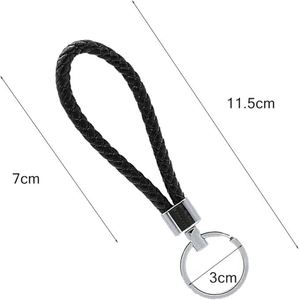 Porte-clés en cuir tressé de créateur pour homme, anneau porte-clés en acier inoxydable, sangle tissée tendance, pendentif de voiture, accessoires faits à la main pour femme - Product Image 2