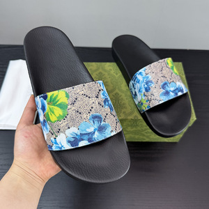 Nouvelles <span class=keywords><strong>sandales</strong></span> décontractées à bout ouvert de style estival de la marque G, imprimé floral bleu/rouge, pour l'extérieur - Product Image 3