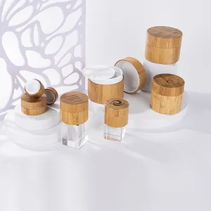 生分解性木製クリーム瓶ボトル天然高級竹化粧品包装メーカーカスタムデザイン