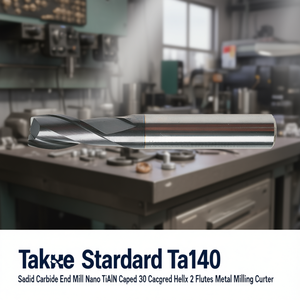 Fraise à queue en carbure monobloc Ttake Standard Ta1400, revêtement Nano TiAlN, hélice 30 degrés, 2 dents, pour usinage de métaux - Product Image 3