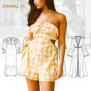 Summer Apparel Design Services Floral Print Hollow Out High Quality Custom Beach Sexy Casual Short Holiday Dresses For Women