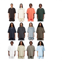 Kaos Pria BE Musim Panas 2025 Gaya Amerika, Bahan Tebal Polos, Longgar, Bernapas, Tahan Aus, Kerah O, 100% Katun, Kasual