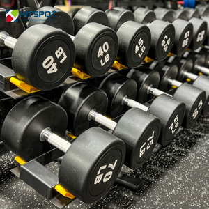 Commercial Dumbells Lbs Bodybuilding Weights Set Home Gym Equipment Free Weights <strong>Rubber</strong> 5lbs - 100lbs Round <strong>Dumbbells</strong> - Product Image 4