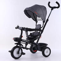 Nuevo modelo 4 en 1 Triciclo de bebé de alta calidad con asiento giratorio 360 rueda EVA altura ajustable mano empujar triciclo para niños