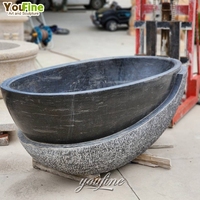 Baignoire en pierre naturelle grise de style européen, sculptée à la main, en marbre, baignoire de luxe pour la maison, la villa, l'hôtel, la salle de bain principale