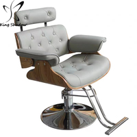 Kingshadow Fauteuil de salon de beauté moderne pouvant pivoter et soulever une chaise de barbier grise en acier inoxydable