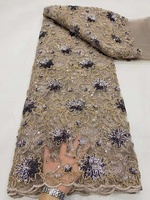 Paillettes Tulle dentelle verte séquence africaine dentelle tissu de haute qualité nigérian français filet dentelle tissu