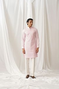 Eid especial indio étnico tradicional desgaste Jacquard Schiffli trabajado Punjabi Kurta pijama para hombres boda Sherwani - Product Image 4