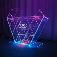 Table de DJ en acrylique transparent personnalisable, table de conférence moderne lumineuse à LED avec barre pour usage scolaire ou hôtelier, pupitre
