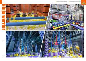 Maison de rebond commerciale <span class=keywords><strong>ninja</strong></span> guerrier équipement de parcours d'obstacles flottant pour adultes aire de jeux intérieure - Product Image 4
